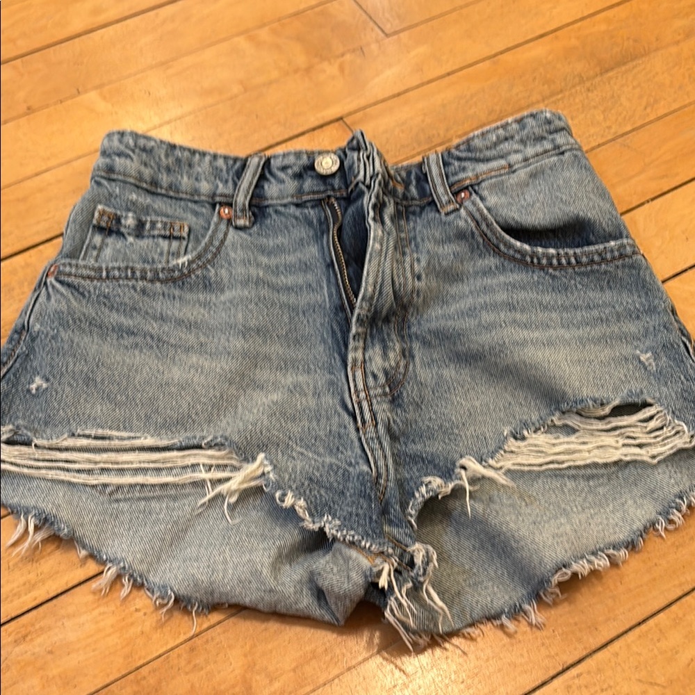 Zara Denim Distressed Women's Shorts